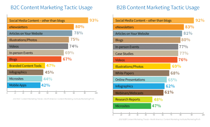 perbandingan penggunaan taktik pemasaran konten B2B dan B2C yang memengaruhi preferensi format informasi generasi muda