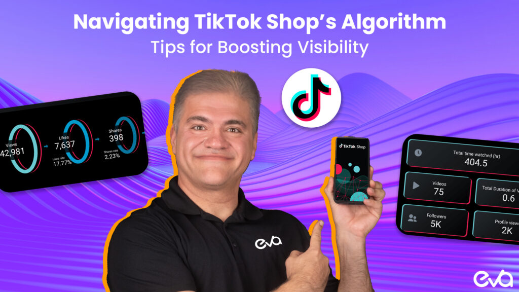 Dashboard analytics TikTok Shop menunjukkan metrik kinerja: 7,587 views, 398 engagement, 23% conversion rate, dan metrics penting lainnya untuk mengukur performa toko