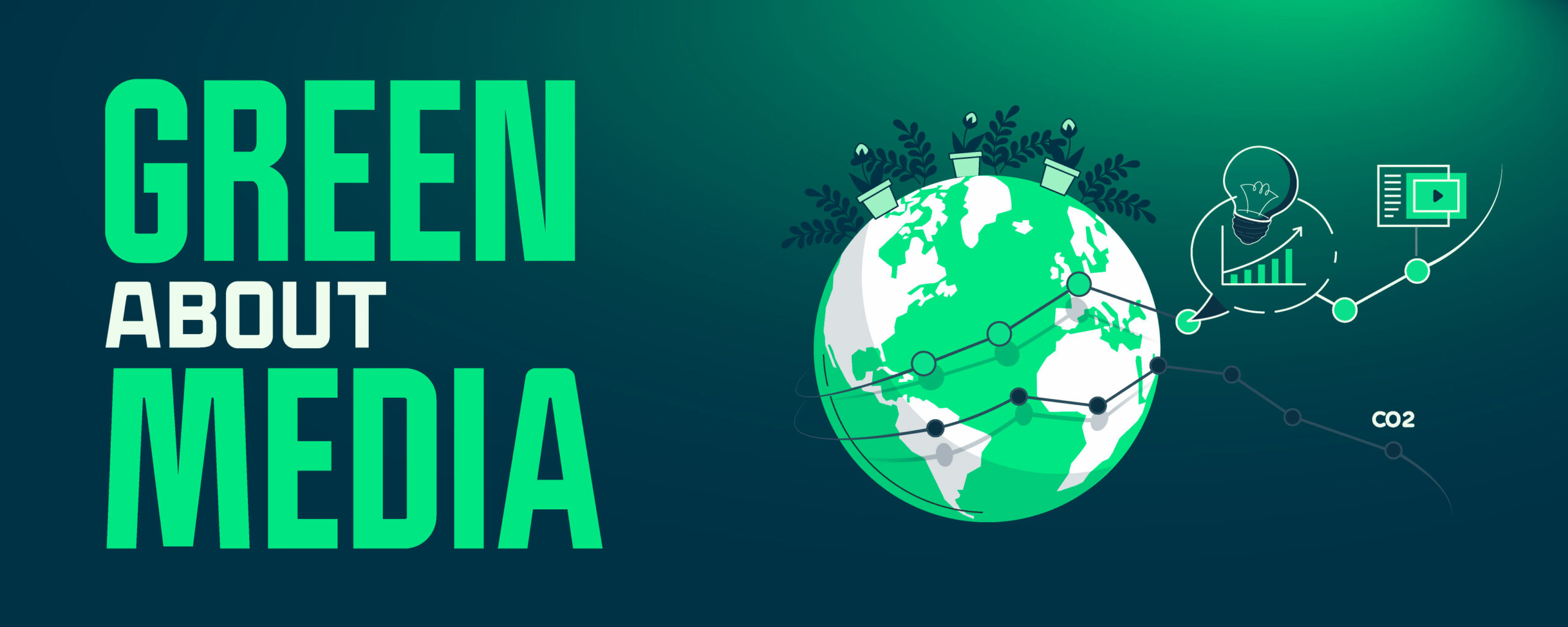 Ilustrasi konsep Green Media dan transformasi digital berkelanjutan untuk mengurangi jejak karbon industri konten