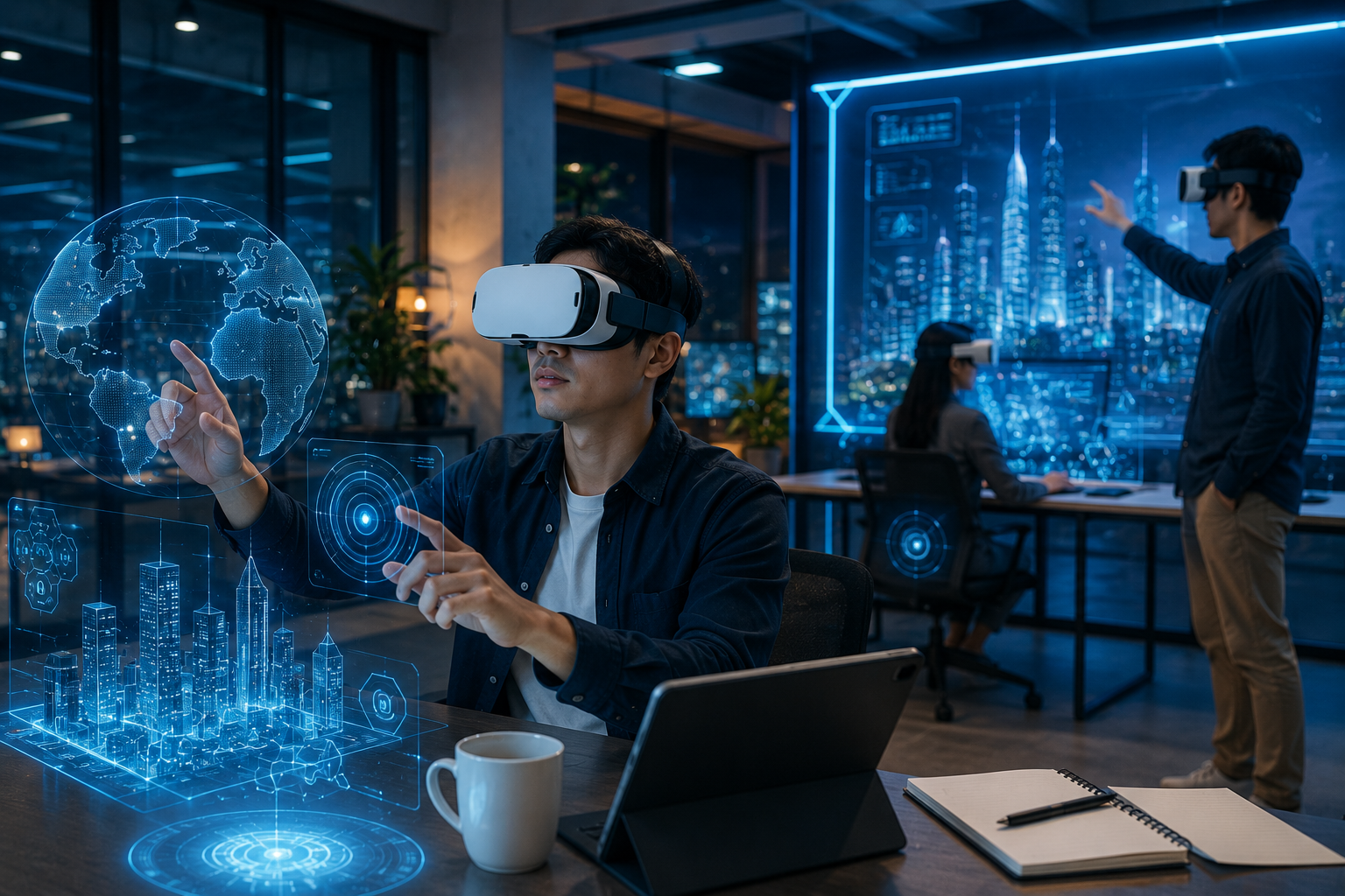 ruang rapat virtual dalam konsep kerja di metaverse