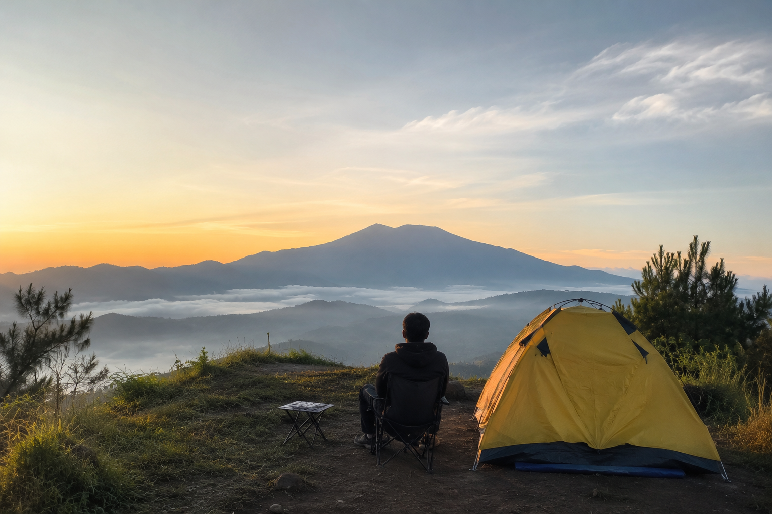 pemandangan sunrise di Puncak Gunung Mayana