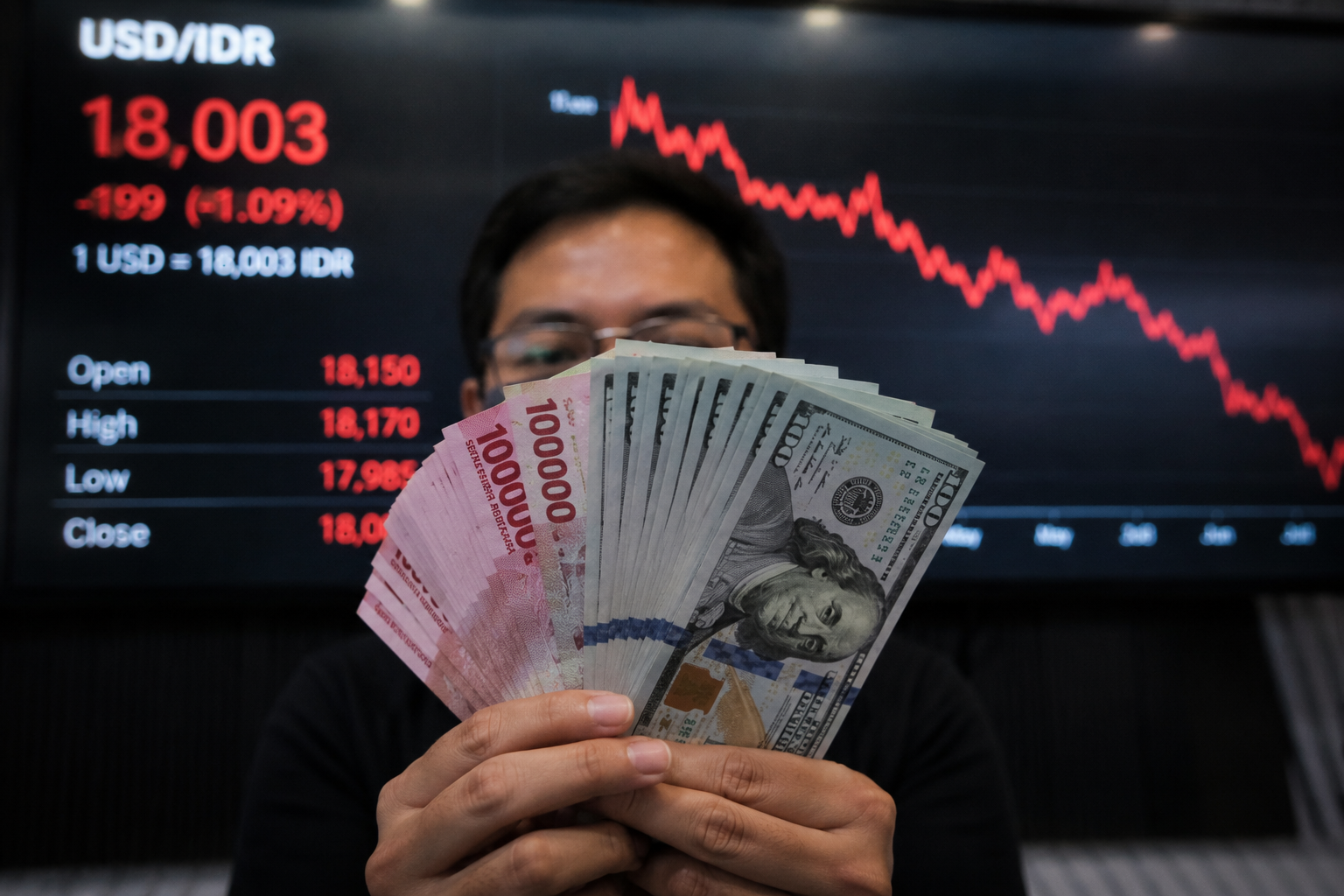 grafik pelemahan rupiah terhadap dolar AS 2026