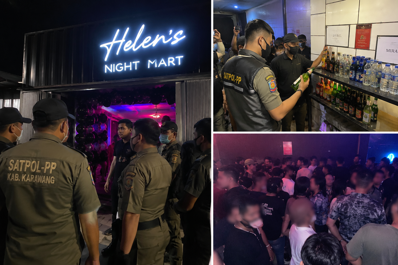 Helen's Night Mart Karawang disegel Satpol PP
