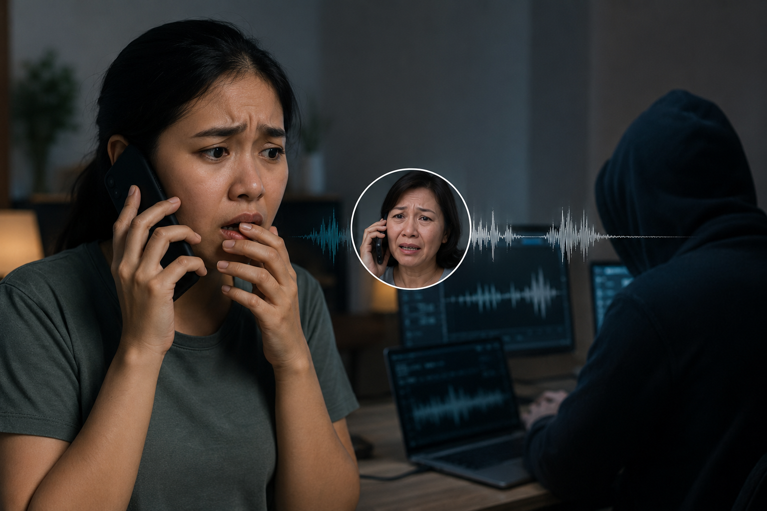ilustrasi ancaman deepfake voice cloning di ponsel