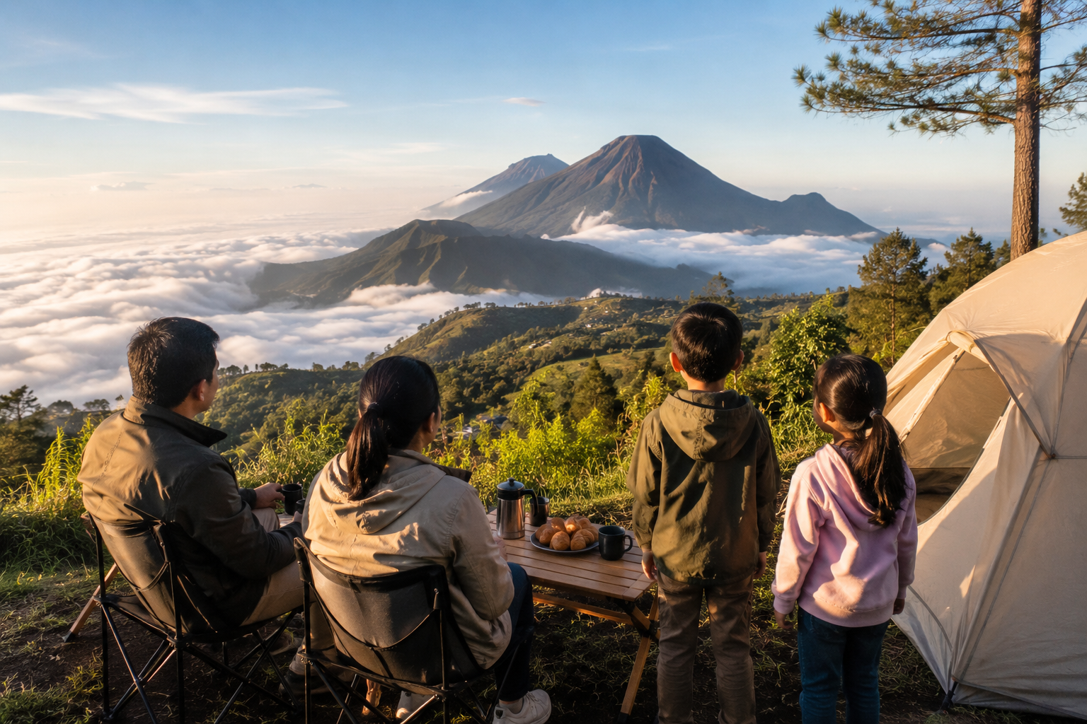 pemandangan kebun teh yang asri dalam wisata pegunungan Indonesia