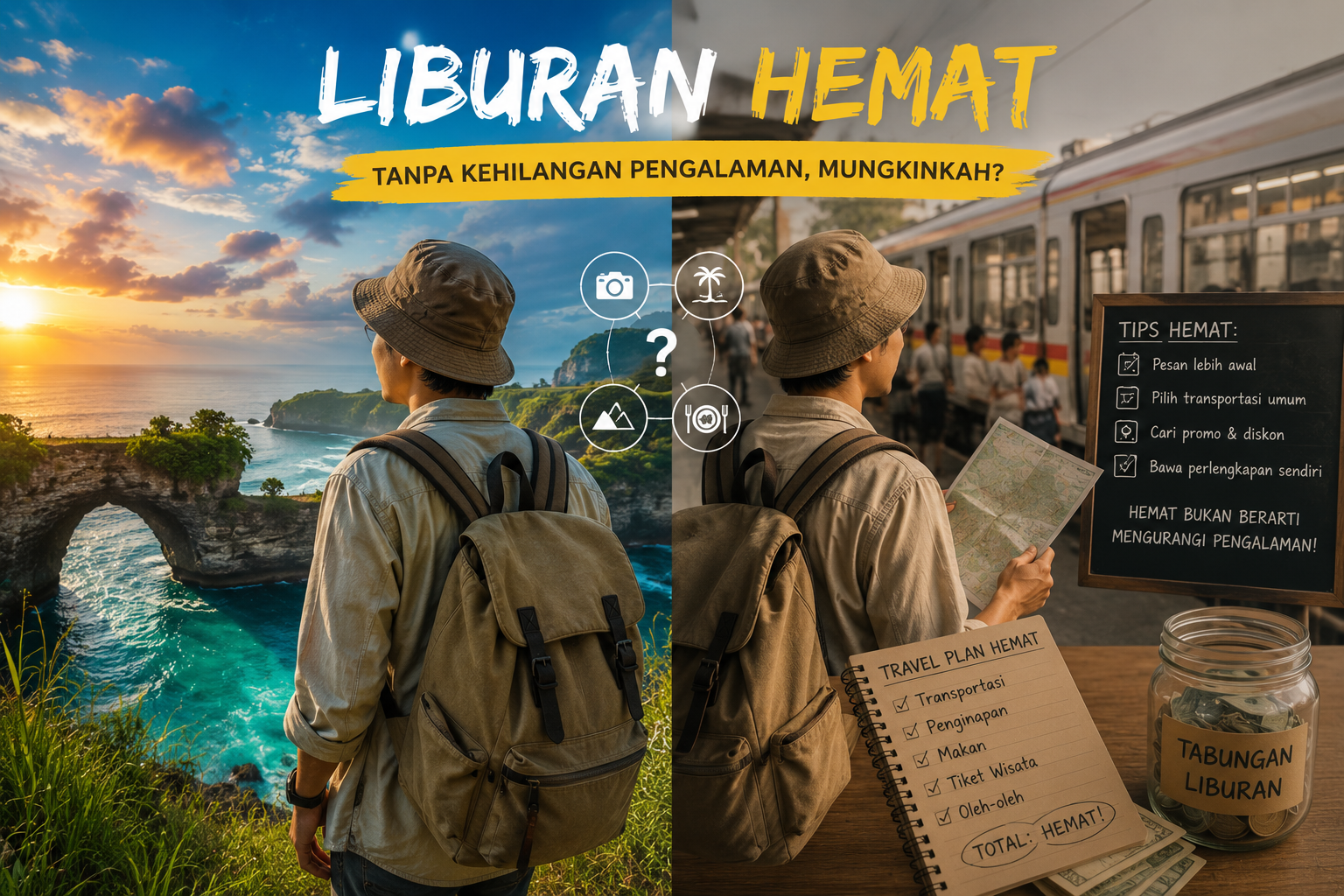 pasangan menikmati liburan hemat di alam terbuka
