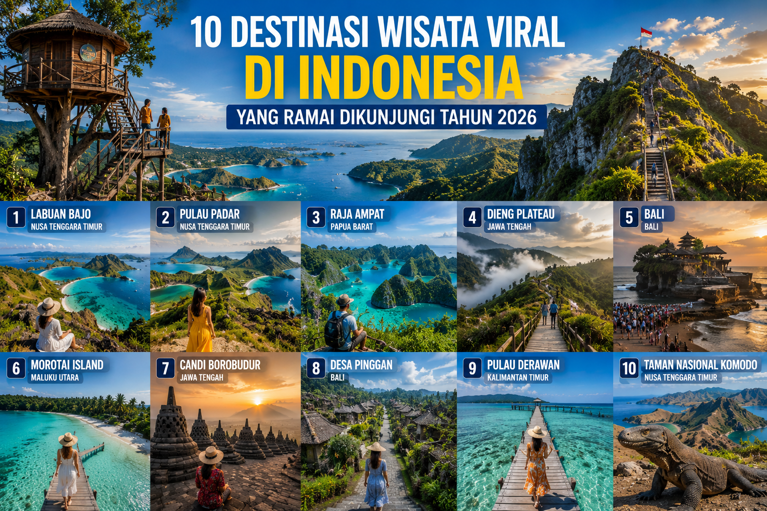 panorama alam destinasi wisata viral Indonesia 2026