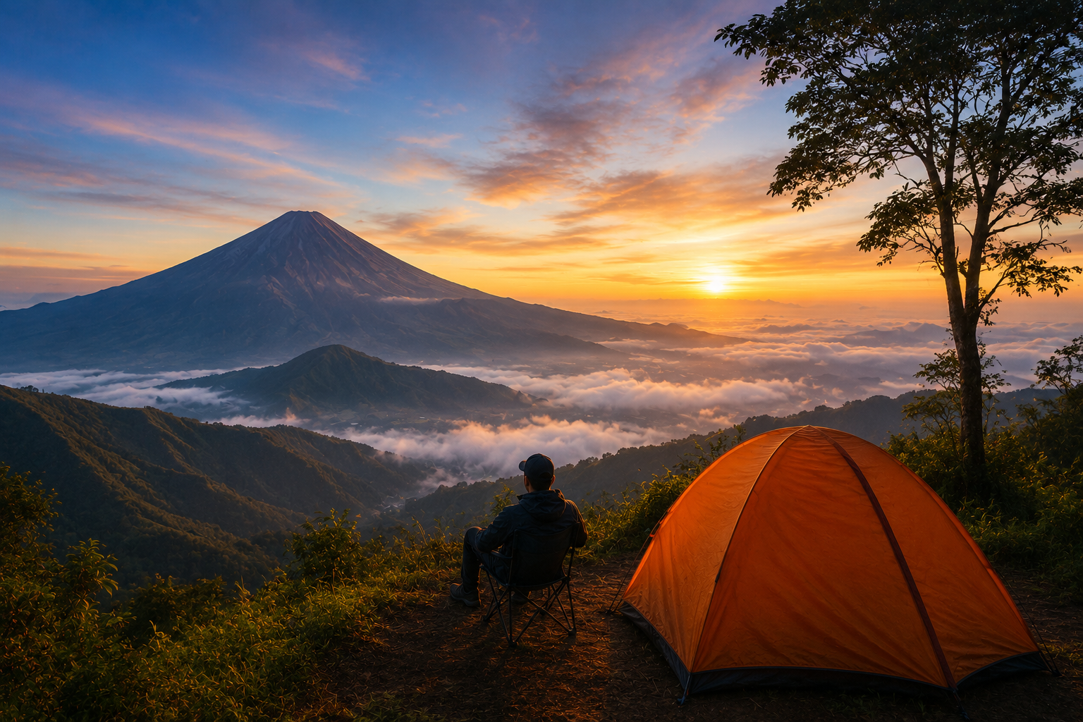 panorama Gunung Ciremai dari Puncak Gunung Mayana Kuningan