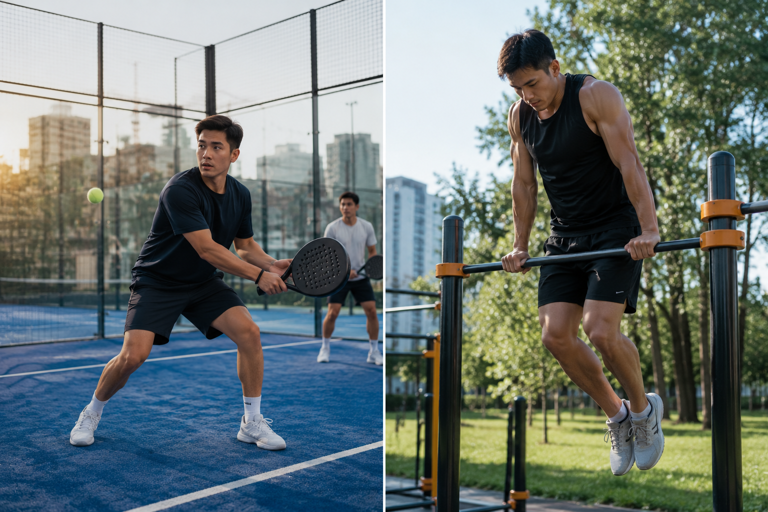 lapangan padel tennis calisthenics di area urban