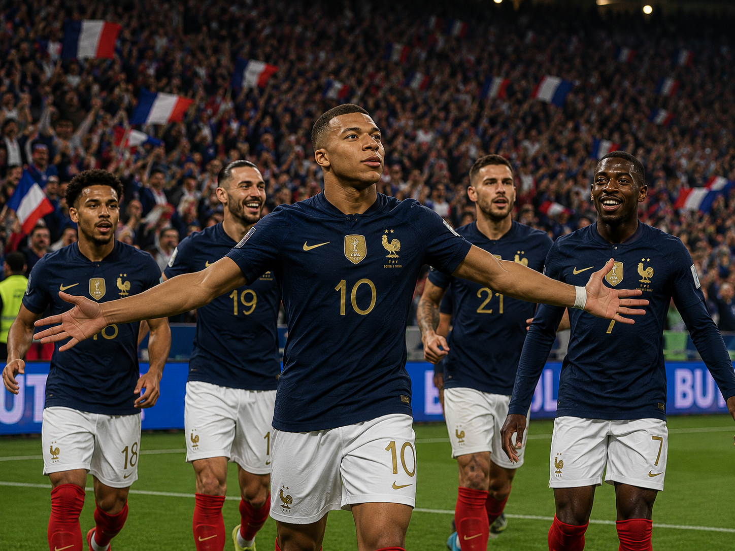pemain tim kuda hitam merayakan kemenangan di Piala Dunia