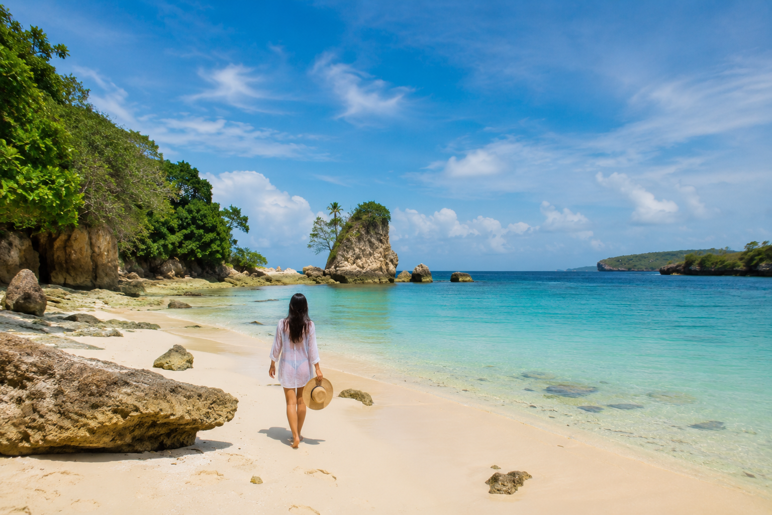 Pantai Terindah di Indonesia dengan pasir putih dan air laut berwarna biru jernih