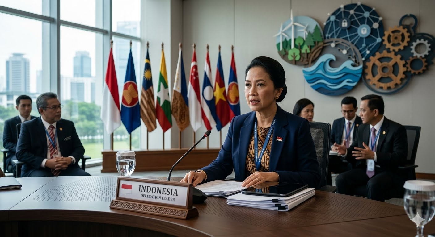 Pertemuan pemimpin negara ASEAN yang membahas kerja sama kawasan Asia Tenggara.
