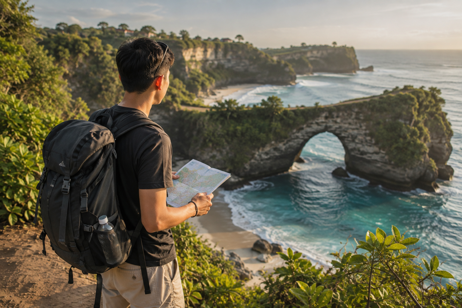 backpacker ke Bali 2026 menikmati liburan hemat di kawasan pantai Bali
