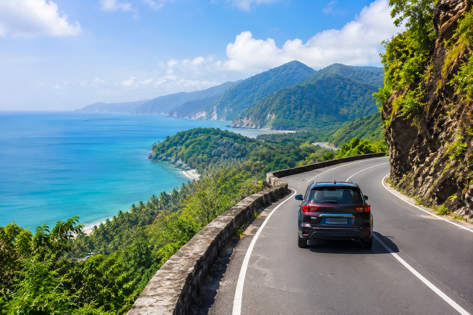Jalur Road Trip Indonesia dengan pemandangan pegunungan dan jalan berkelok yang indah