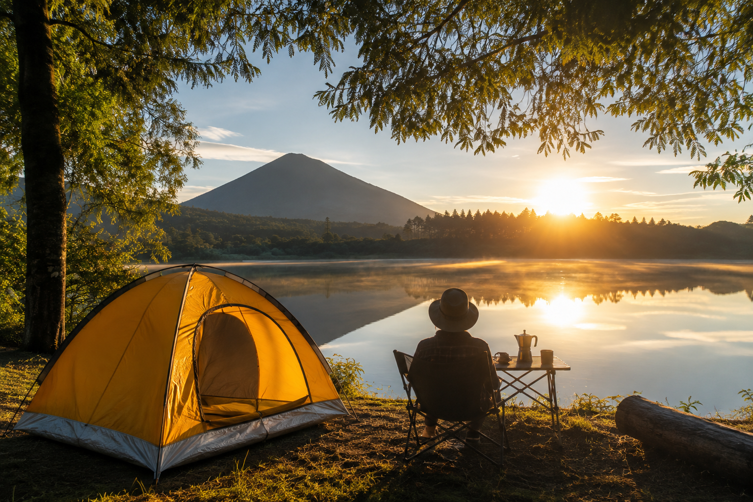 Tempat Camping Tepi Danau menawarkan suasana alam yang tenang dengan panorama pegunungan, danau, serta area berkemah yang nyaman.