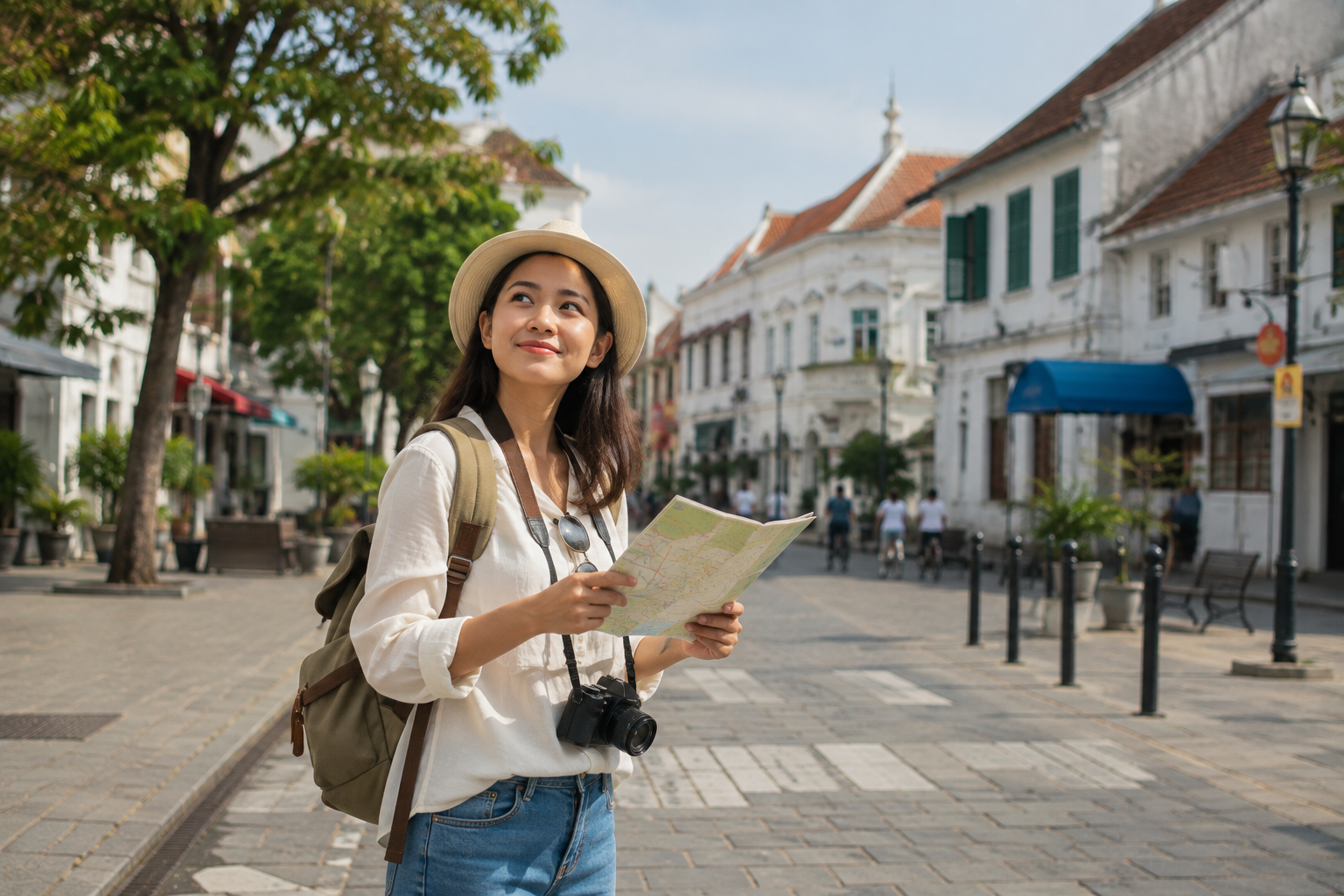 Solo traveling murah dengan backpack saat menikmati perjalanan wisata menggunakan transportasi umum