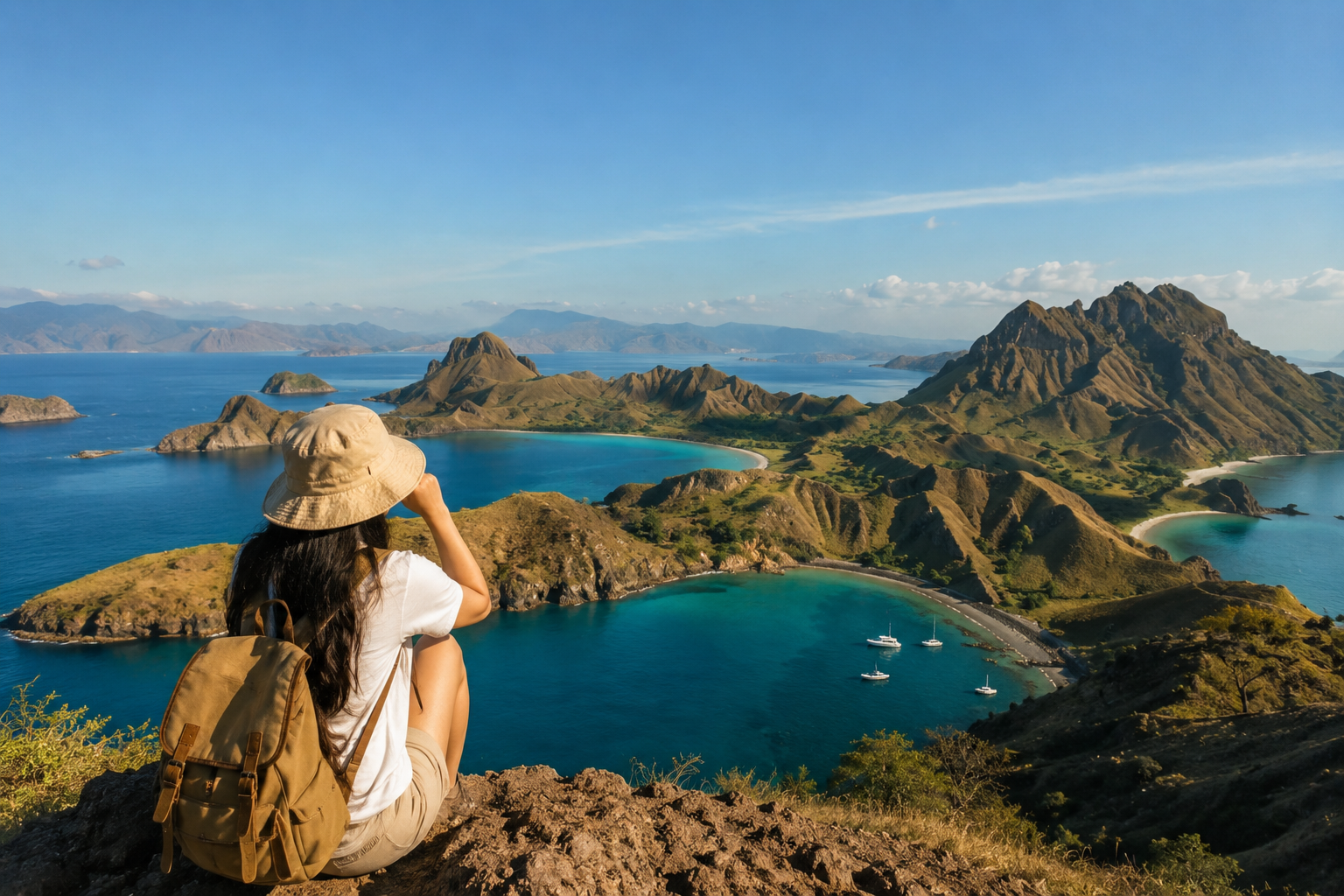 trip Labuan Bajo 2026 dengan pemandangan laut dan pulau-pulau di sekitar Taman Nasional Komodo